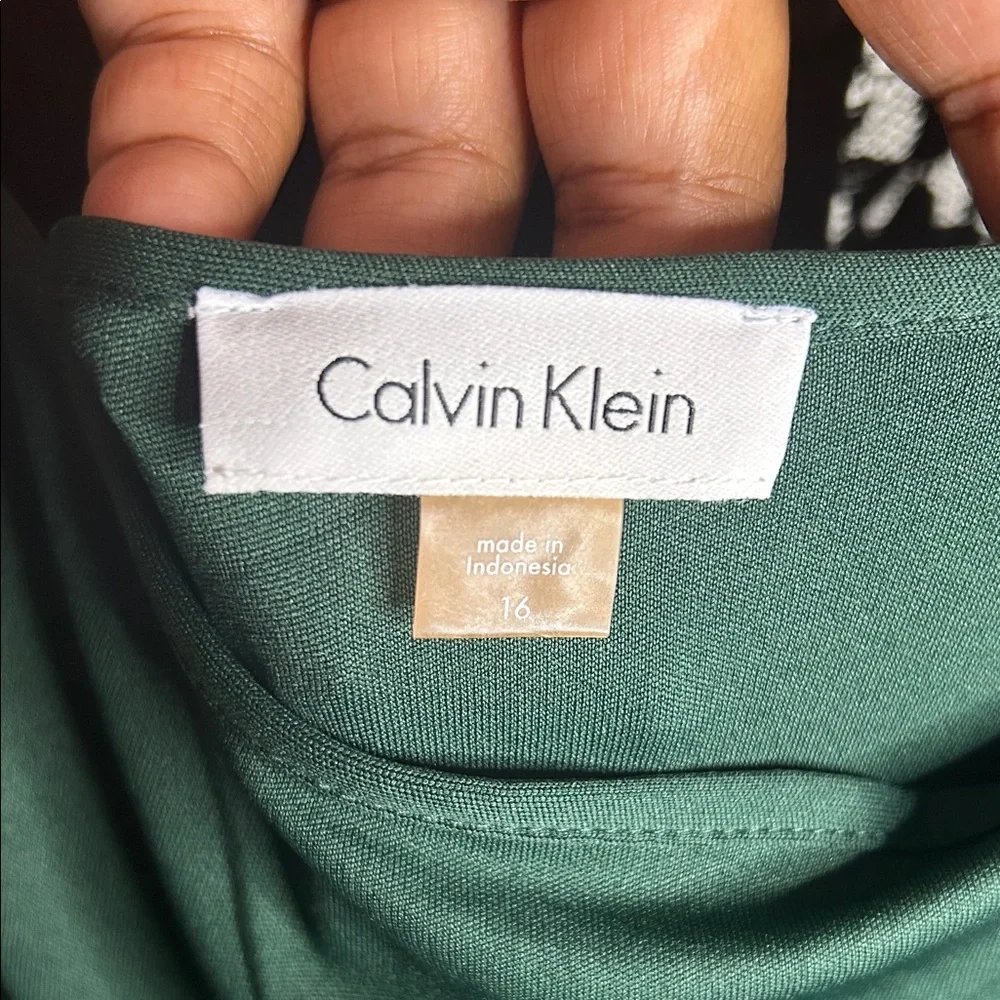 Calvin Klein Forest Green Lace Midi Dress with Slip - Picture 2 of 13